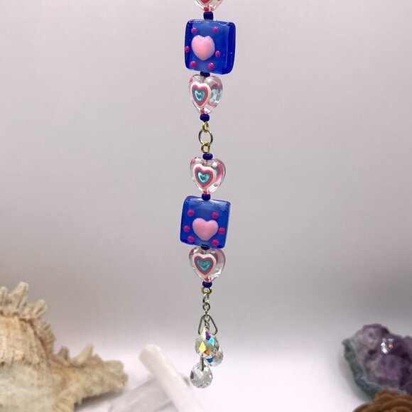 Car Rearview Mirror Suncatcher Prism Charm Ornament Gift Handmade Hearts CC101 - Picture 2 of 4